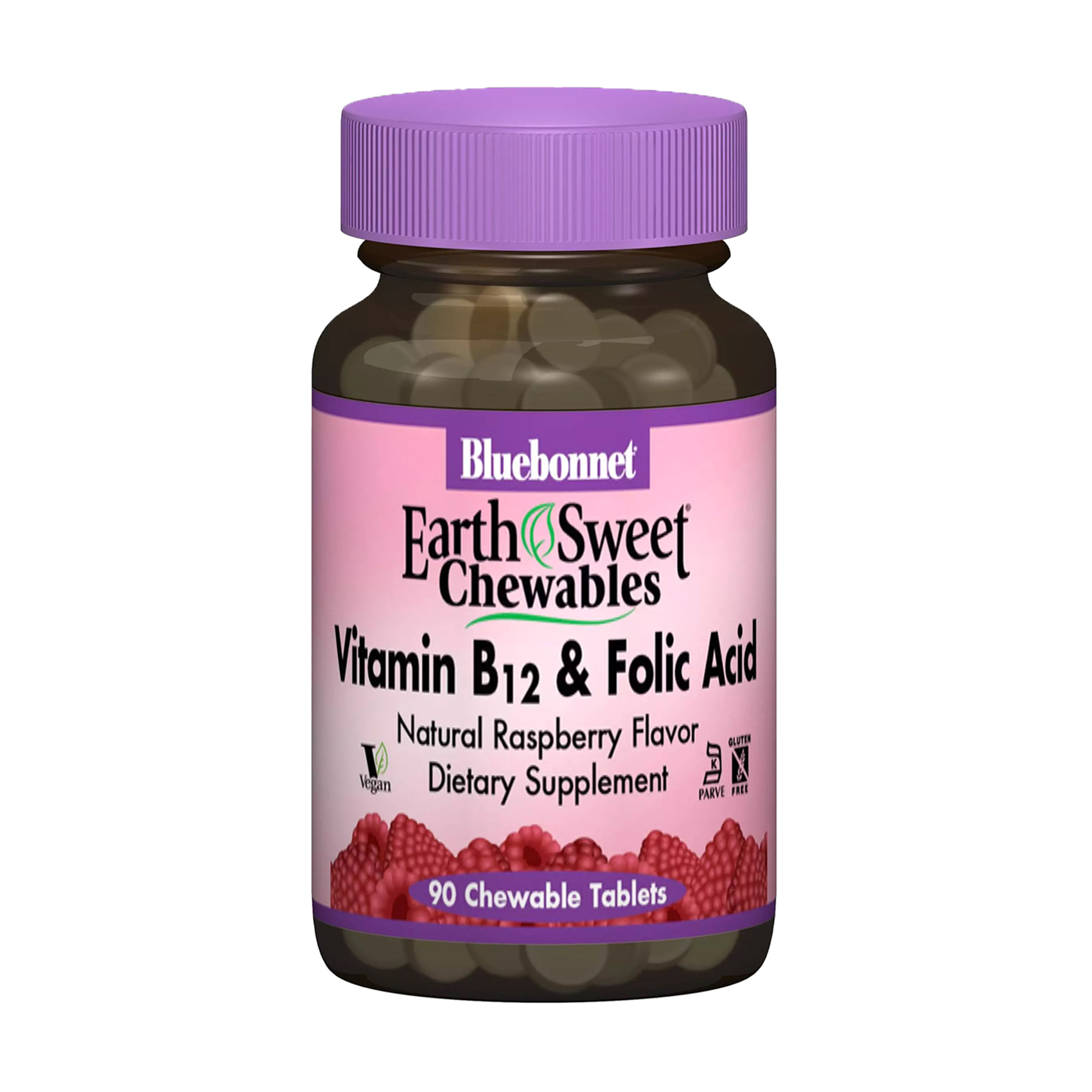 Вітамін В12 + фолієва кислота Bluebonnet Nutrition Earth Sweet Chewables Vitamin B12 &amp; Folic Acid, 90 жувальних таблеток